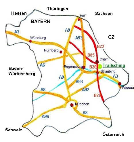 So kommt man zu uns nach Traitsching